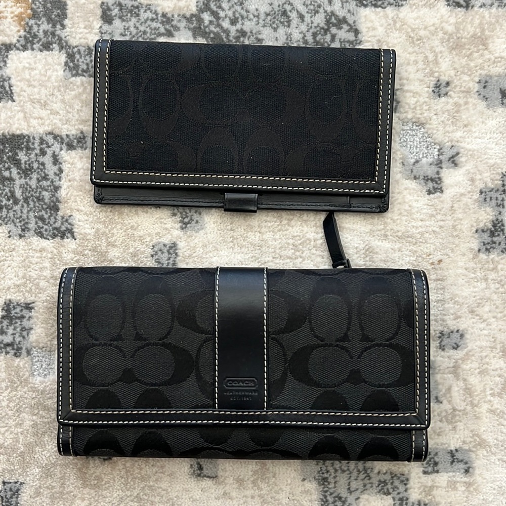 Black Coach wallet with check book holder